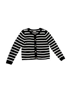 Becool Black and White Striped Cardigan with Gold Buttons